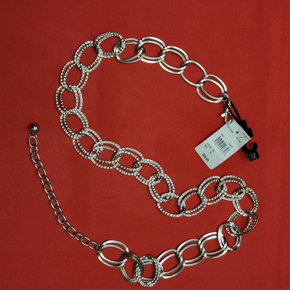Textured Silver Tone Braided Chain Waist Belt - Picture 4 of 12